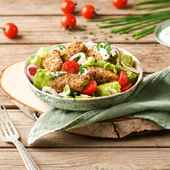 Salada César com Fingers de Espinafres