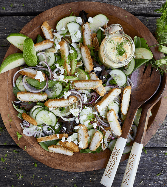 salada de crocantes de frango