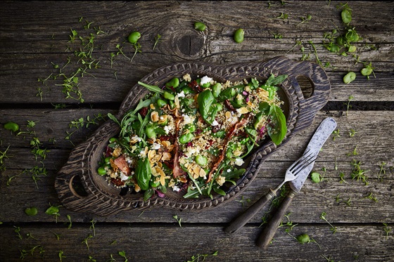 salada de favas e quinoa