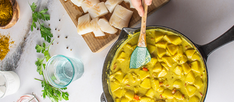 Lombos de Bacalhau Fresco com Molho de Caril