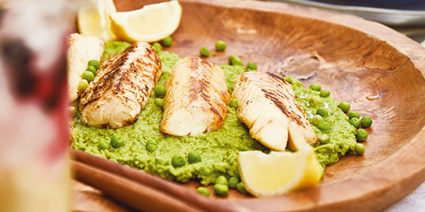 receita de bacalhau fresco com puré de ervilhas