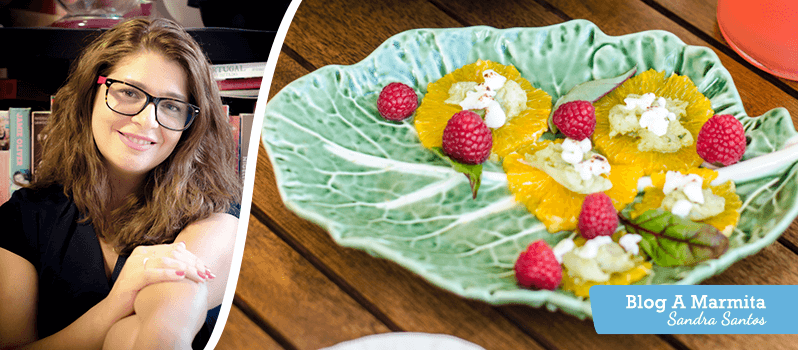 salada de bacalhau fresco e bacalhau cru com laranja e queijo de cabra