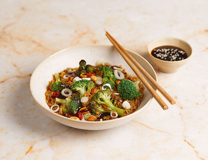 Arroz com Brócolos Teriyaki