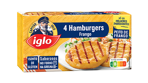 4 hambúrgueres de frango