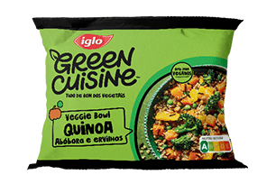 Embalagem veggie bowl de quinoa, abóbora e ervilhas Green Cuisine