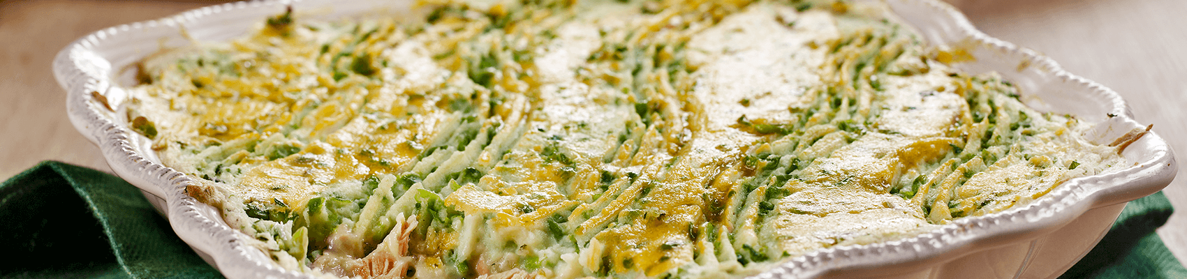 Empadão de Peixe com Puré de Ervilhas