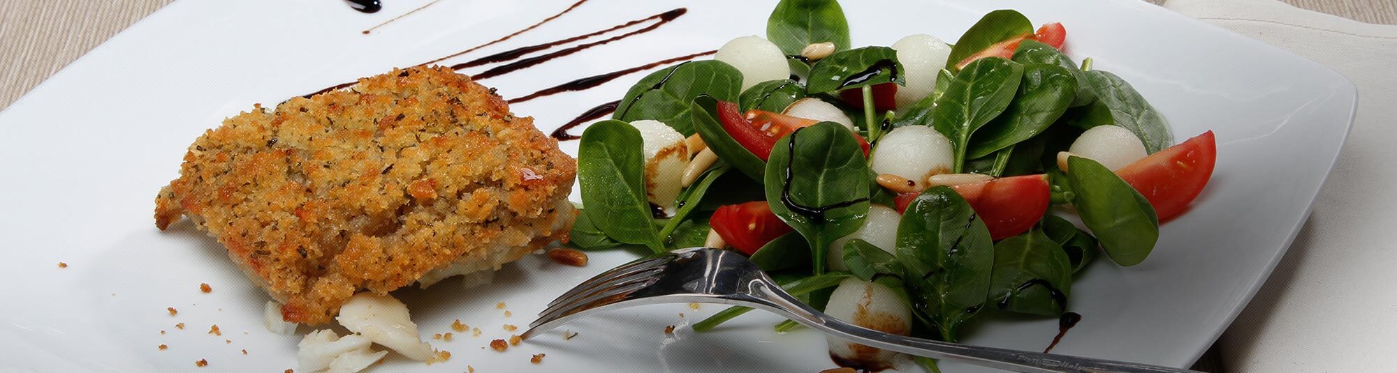 Gratinado de Peixe com Ervas Aromáticas, Espinafres e Meloa