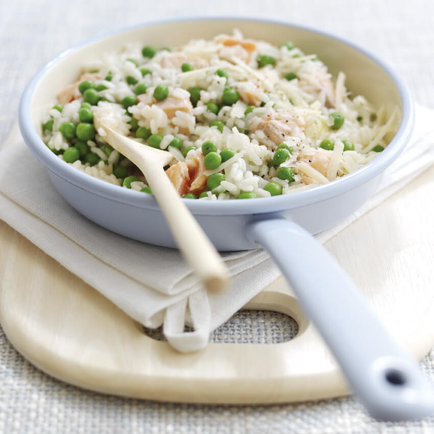 Risotto de salmão e Ervilhas